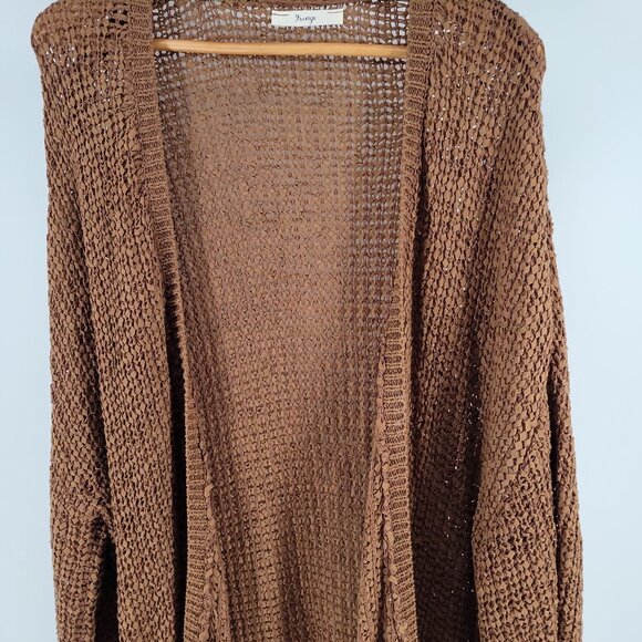 Boho Fringe Open-Knit Duster Cardigan – One Size - Picture 7 of 10